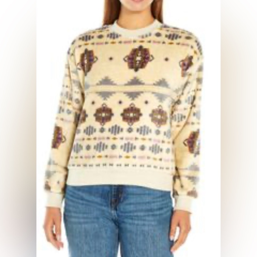 Eddie Bauer Aztec Soft Brushed Fleece Crew Neck Sweatshirt Womens Medium
